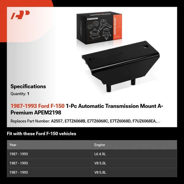 1987-1993 Ford F-150 1-Pc Automatic Transmission Mount A-Premium APEM2198