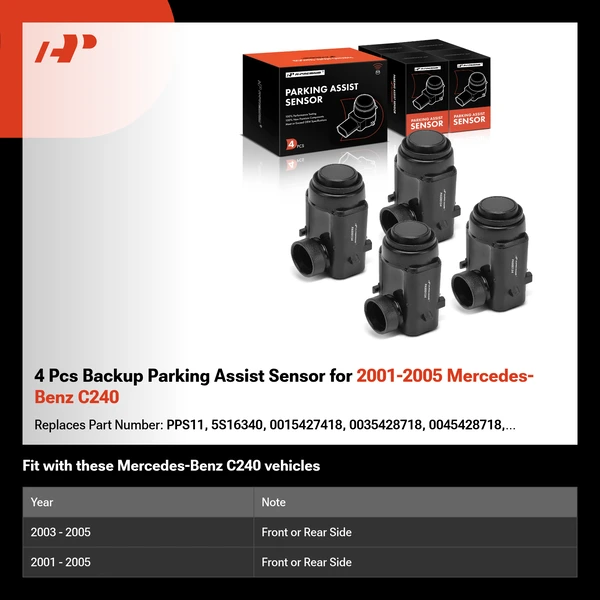 4 Pcs Backup Parking Assist Sensor for 2001-2005 Mercedes-Benz C240
