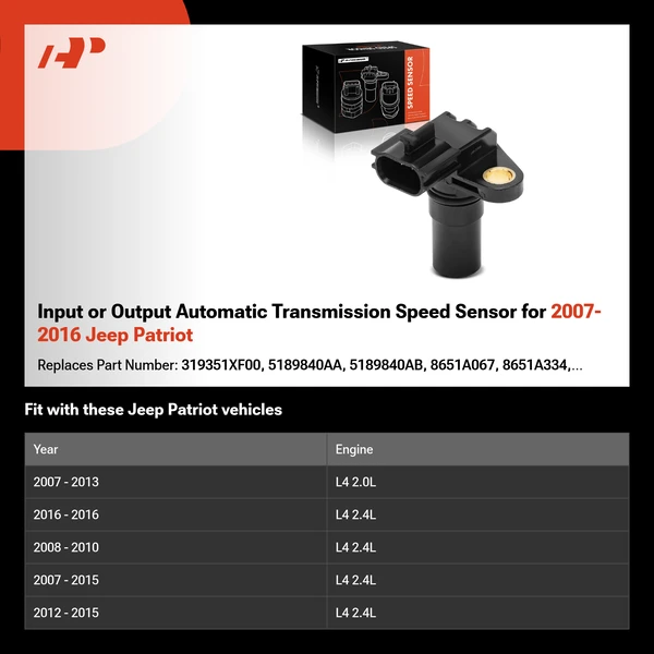 Input or Output Automatic Transmission Speed Sensor for 2007-2016 Jeep Patriot