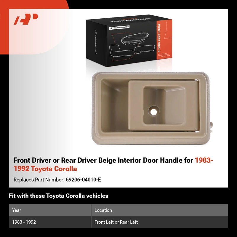 Front Driver or Rear Driver Beige Interior Door Handle for 1983-1992 Toyota Corolla