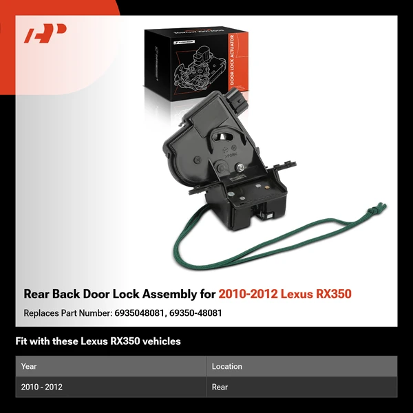 Rear Back Door Lock Assembly for 2010-2012 Lexus RX350