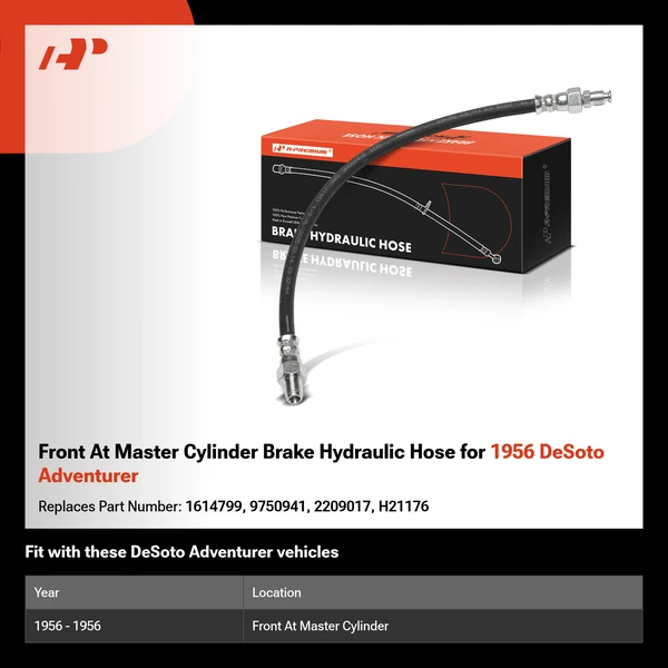Front At Master Cylinder Brake Hydraulic Hose for 1956 DeSoto Adventurer