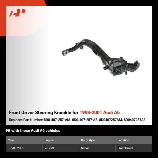 Front Driver Steering Knuckle for 1998-2001 Audi A6