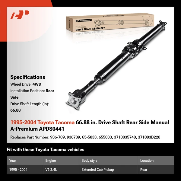 1995-2004 Toyota Tacoma 66.88 in. Drive Shaft Rear Side Manual A-Premium APDS0441