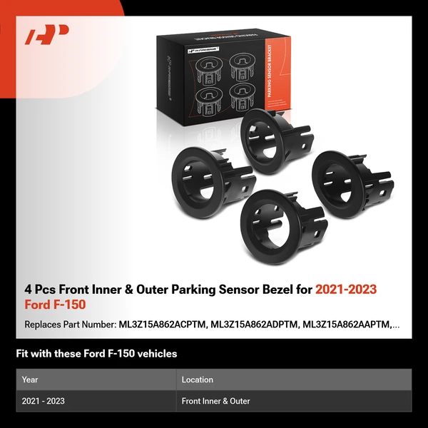 4 Pcs Front Inner & Outer Parking Sensor Bezel for 2021-2023 Ford F-150