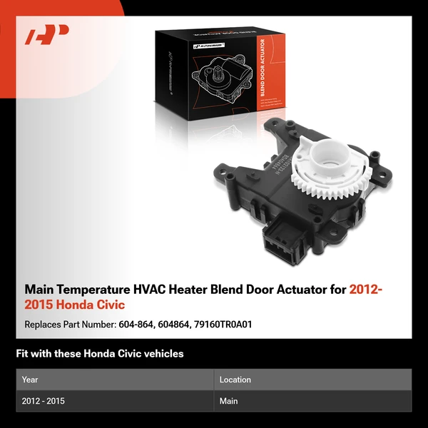 Main Temperature HVAC Heater Blend Door Actuator for 2012-2015 Honda Civic