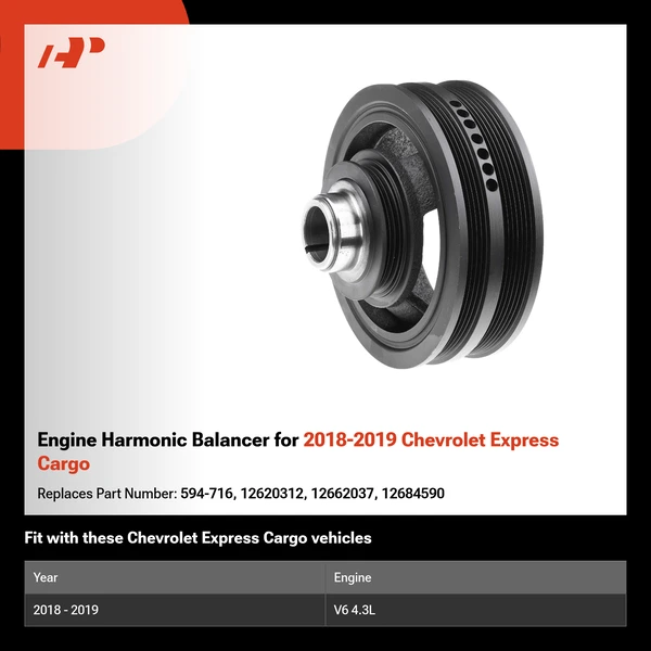 Engine Harmonic Balancer for 2018-2019 Chevrolet Express Cargo