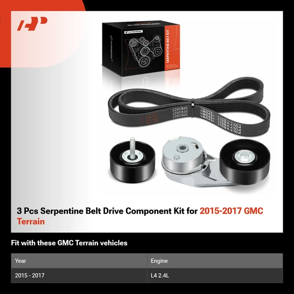 3 Pcs Serpentine Belt Drive Component Kit for 2015-2017 GMC Terrain