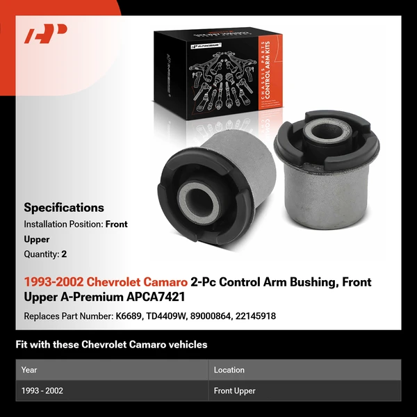 1993-2002 Chevrolet Camaro 2-Pc Control Arm Bushing, Front Upper A-Premium APCA7421