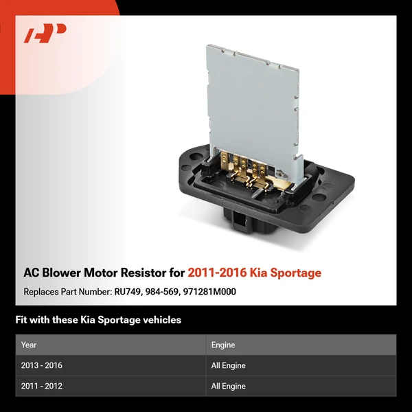 AC Blower Motor Resistor for 2011-2016 Kia Sportage