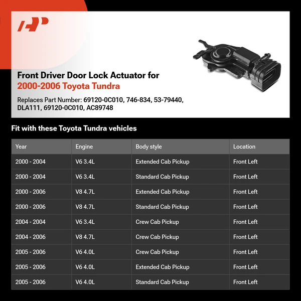 Front Driver Door Lock Actuator for 2000-2006 Toyota Tundra