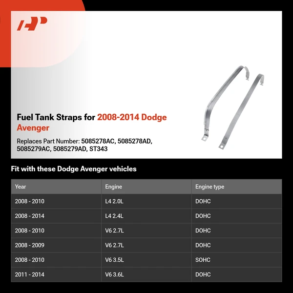 Fuel Tank Straps for 2008-2014 Dodge Avenger