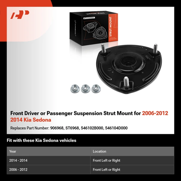 Front Driver or Passenger Suspension Strut Mount for 2006-2012 2014 Kia Sedona