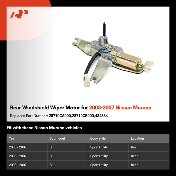 Rear Windshield Wiper Motor for 2003-2007 Nissan Murano