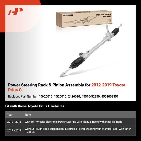 Power Steering Rack & Pinion Assembly for 2012-2019 Toyota Prius C