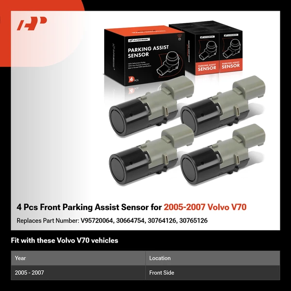 4 Pcs Front Parking Assist Sensor for 2005-2007 Volvo V70