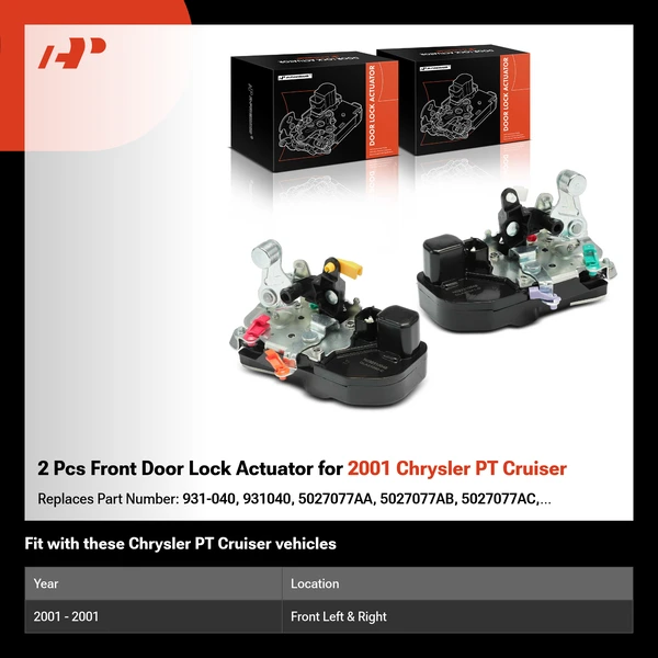 2 Pcs Front Door Lock Actuator for 2001 Chrysler PT Cruiser