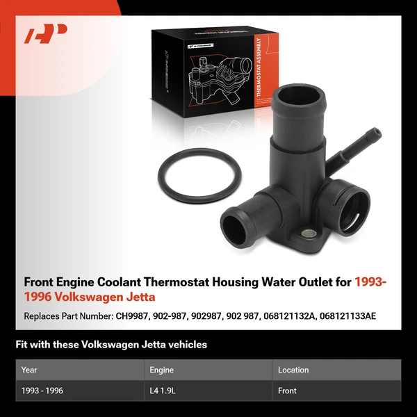 Front Engine Coolant Thermostat Housing Water Outlet for 1993-1996 Volkswagen Jetta