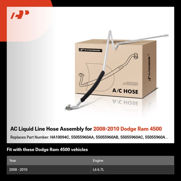 AC Liquid Line Hose Assembly for 2008-2010 Dodge Ram 4500