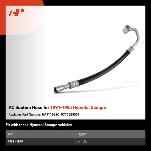 AC Suction Hose for 1991-1995 Hyundai Scoupe