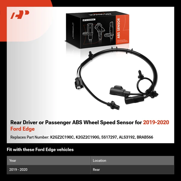 Rear Driver or Passenger ABS Wheel Speed Sensor for 2019-2020 Ford Edge