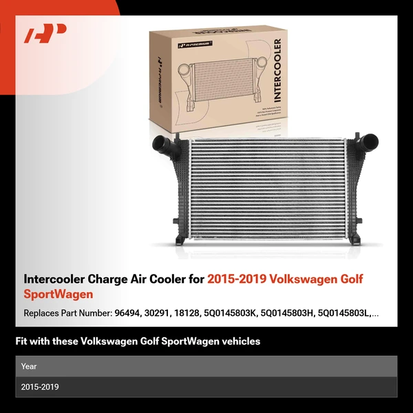 Intercooler Charge Air Cooler for 2015-2019 Volkswagen Golf SportWagen