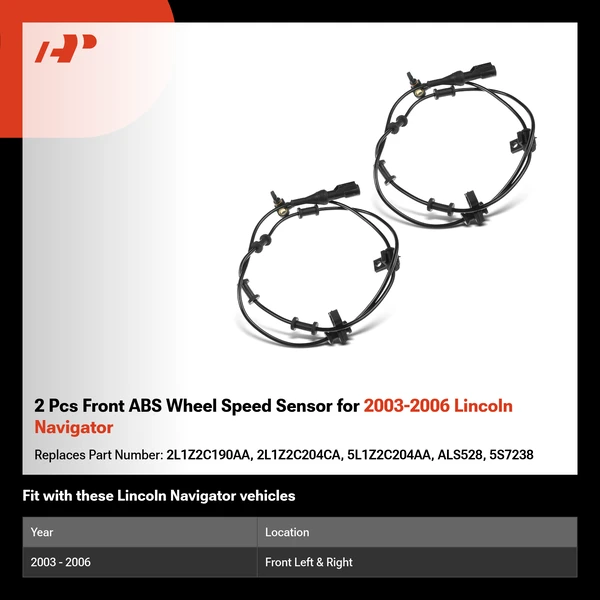 2 Pcs Front ABS Wheel Speed Sensor for 2003-2006 Lincoln Navigator