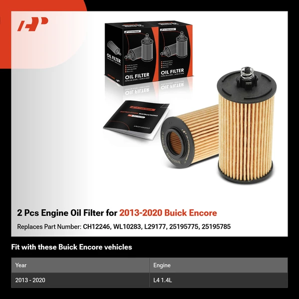 2 Pcs Engine Oil Filter for 2013-2020 Buick Encore