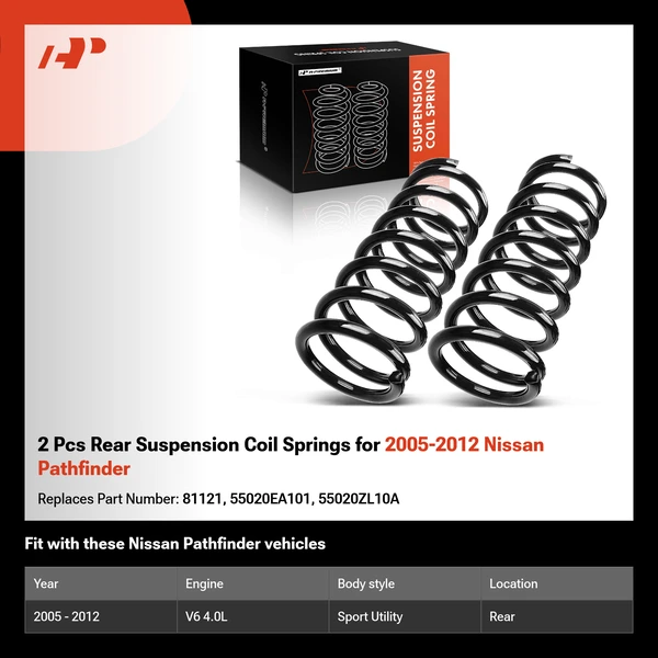 2 Pcs Rear Suspension Coil Springs for 2005-2012 Nissan Pathfinder
