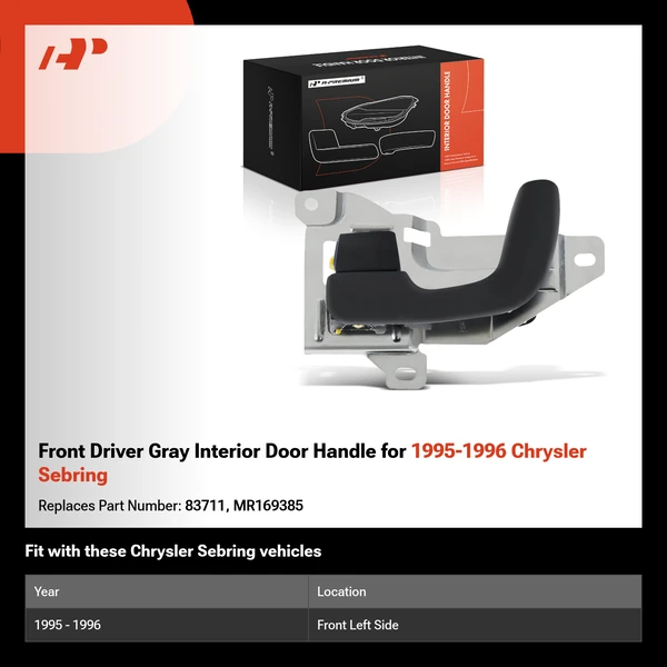 Front Driver Gray Interior Door Handle for 1995-1996 Chrysler Sebring