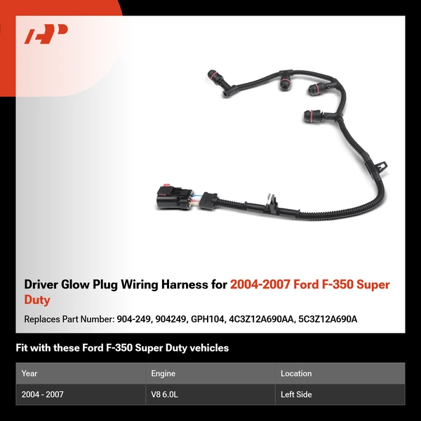 Driver Glow Plug Wiring Harness for 2004-2007 Ford F-350 Super Duty