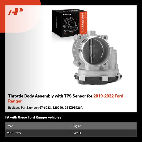 Throttle Body Assembly with TPS Sensor for 2019-2022 Ford Ranger
