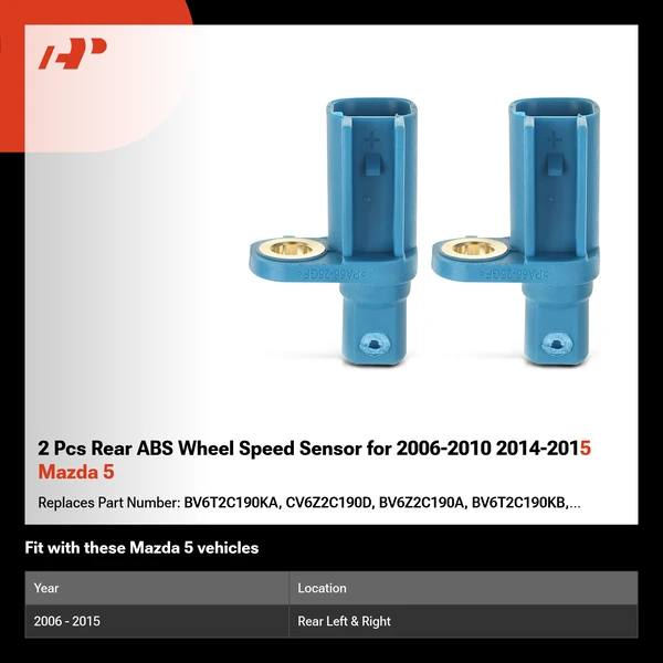 2 Pcs Rear ABS Wheel Speed Sensor for 2006-2010 2014-2015 Mazda 5