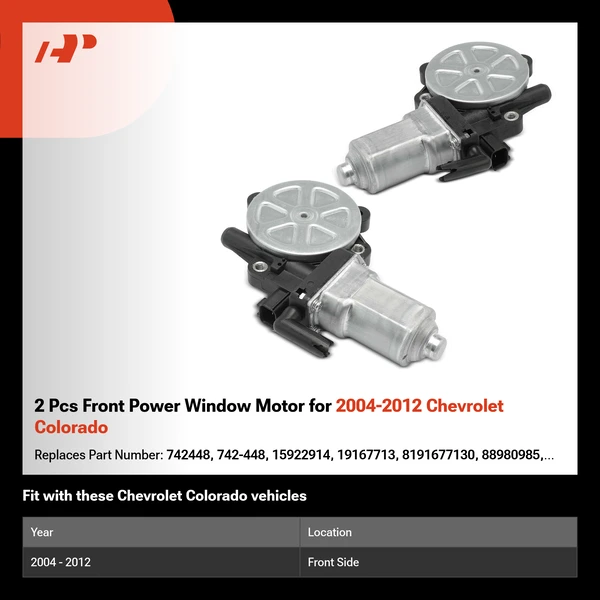 2 Pcs Front Power Window Motor for 2004-2012 Chevrolet Colorado