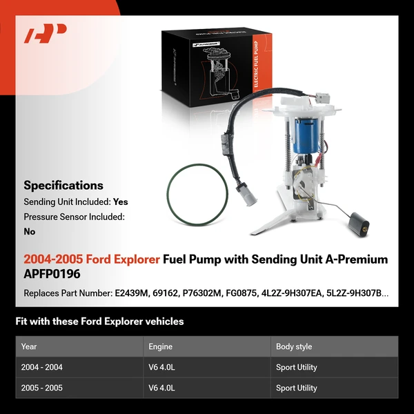 2004-2005 Ford Explorer Fuel Pump with Sending Unit A-Premium APFP0196