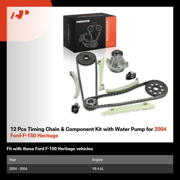 12 Pcs Timing Chain & Component Kit with Water Pump for 2004 Ford F-150 Heritage