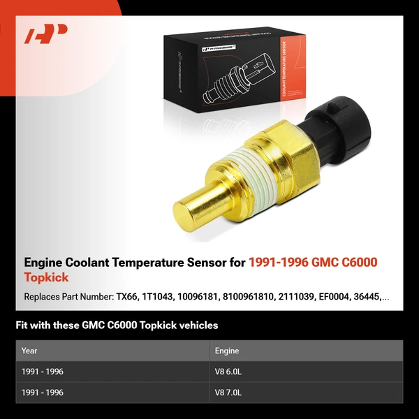 Engine Coolant Temperature Sensor for 1991-1996 GMC C6000 Topkick