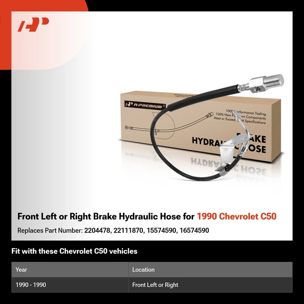 Front Left or Right Brake Hydraulic Hose for 1990 Chevrolet C50
