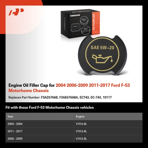 Engine Oil Filler Cap for 2004 2006-2009 2011-2017 Ford F-53 Motorhome Chassis