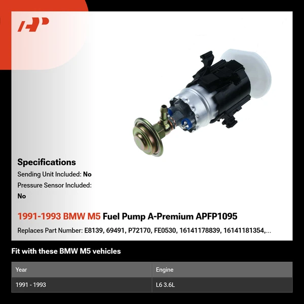 1991-1993 BMW M5 Fuel Pump A-Premium APFP1095