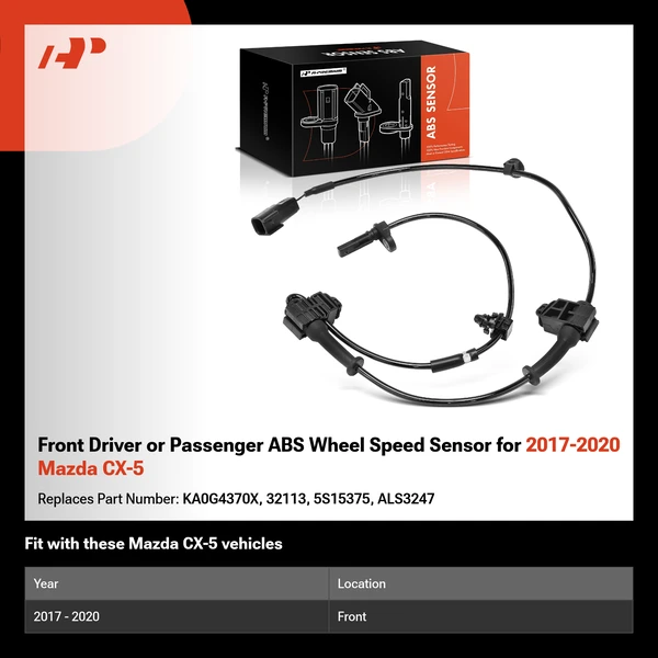 Front Driver or Passenger ABS Wheel Speed Sensor for 2017-2020 Mazda CX-5