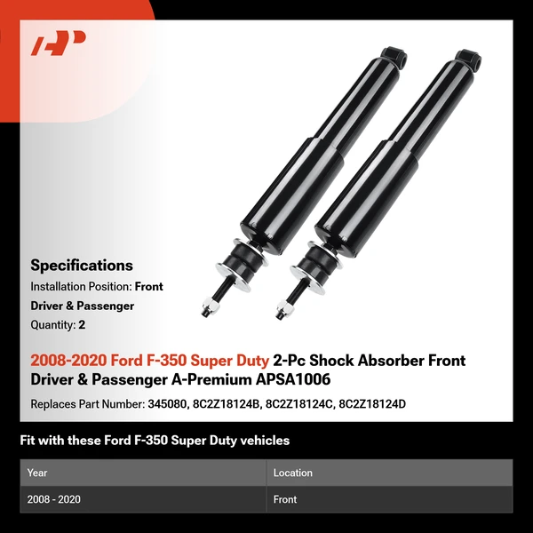 2008-2020 Ford F-350 Super Duty 2-Pc Shock Absorber Front Driver & Passenger A-Premium APSA1006