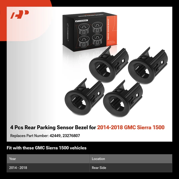 4 Pcs Rear Parking Sensor Bezel for 2014-2018 GMC Sierra 1500