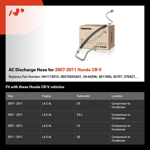 AC Discharge Hose for 2007-2011 Honda CR-V