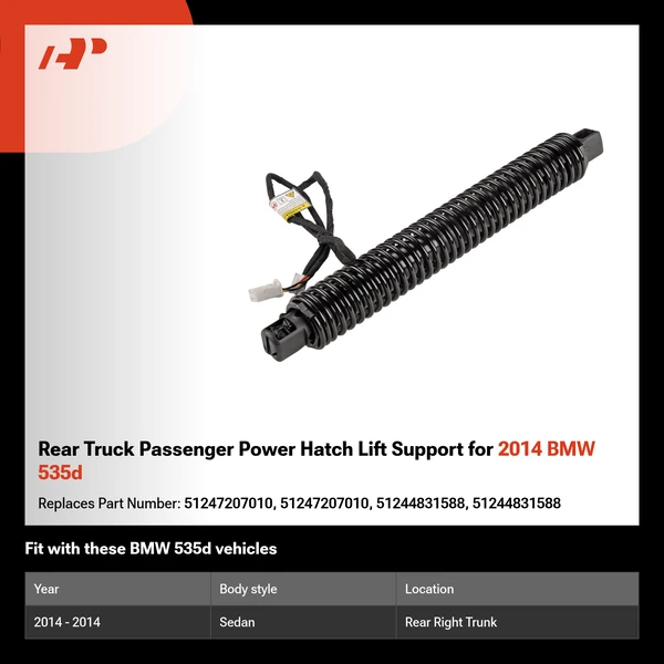 Rear Truck Passenger Power Hatch Lift Support for 2014 BMW 535d