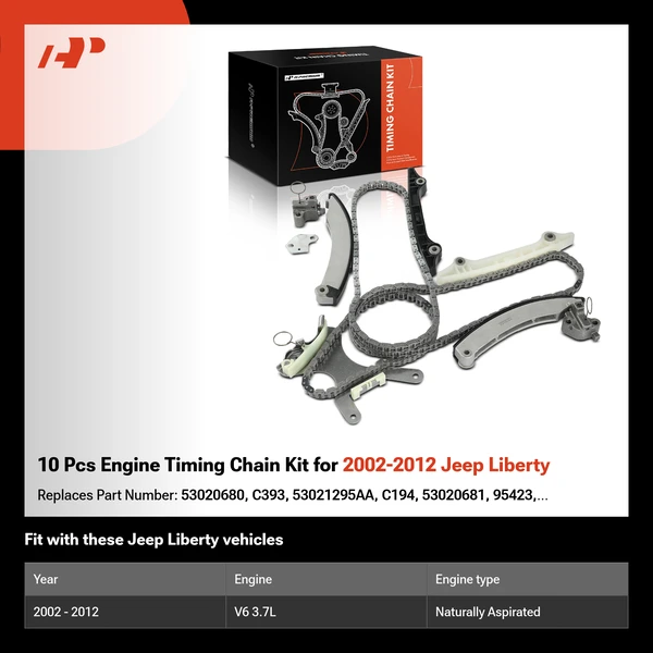 10 Pcs Engine Timing Chain Kit for 2002-2012 Jeep Liberty