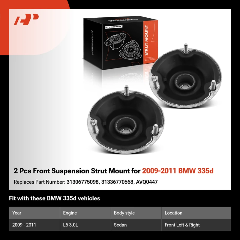 2 Pcs Front Suspension Strut Mount for 2009-2011 BMW 335d