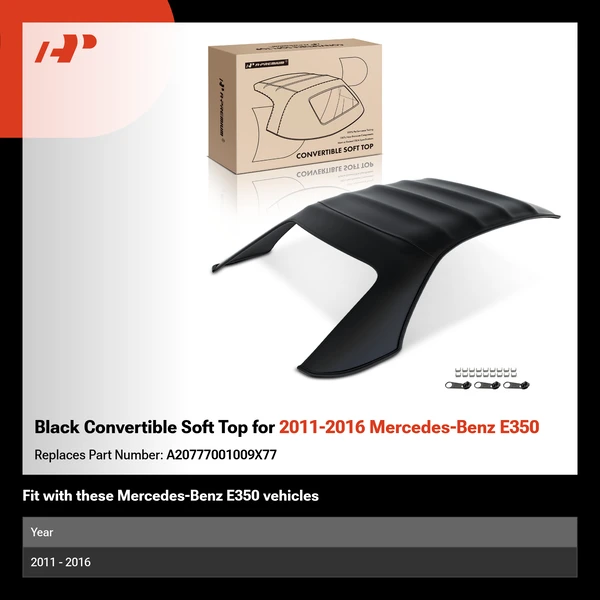 Black Convertible Soft Top for 2011-2016 Mercedes-Benz E350