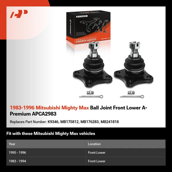1983-1996 Mitsubishi Mighty Max Ball Joint Front Lower A-Premium APCA2983