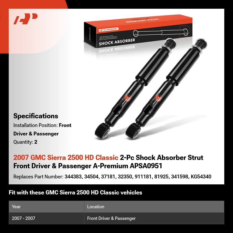 2007 GMC Sierra 2500 HD Classic 2-Pc Shock Absorber Strut Front Driver & Passenger A-Premium APSA0951